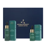 A dark blue gift box containing two aromatherapy products